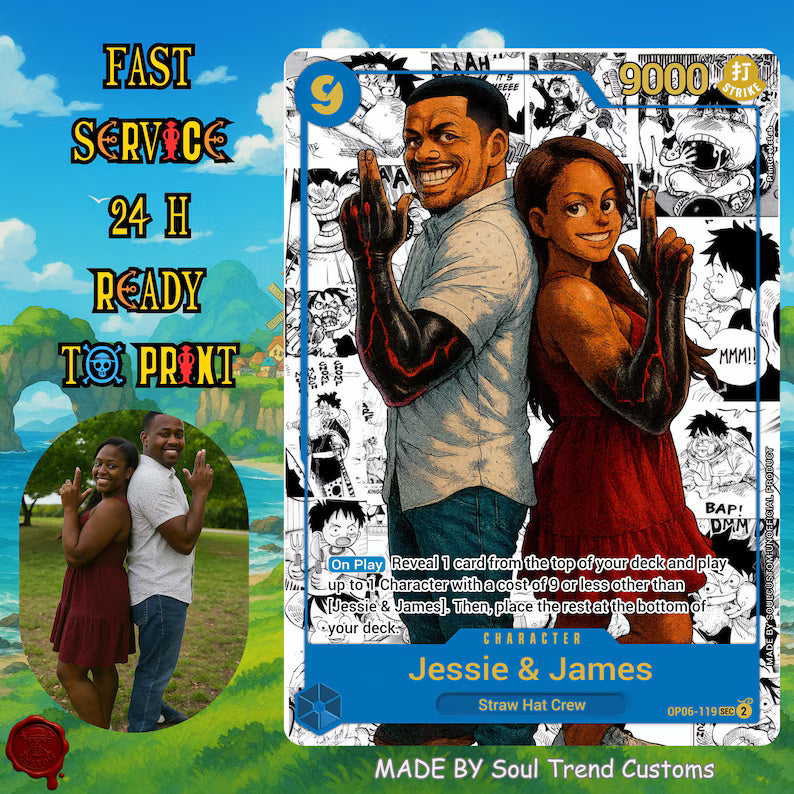 Personalized One Piece TCG Card With Manga Panel, Custom Couple Gift