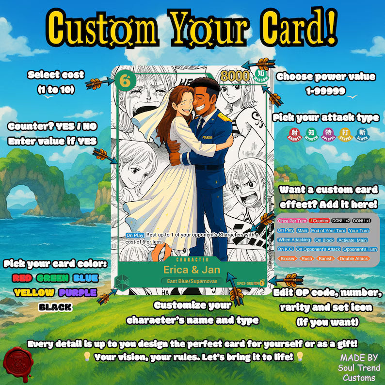 Personalized One Piece TCG Card With Manga Panel, Custom Couple Gift