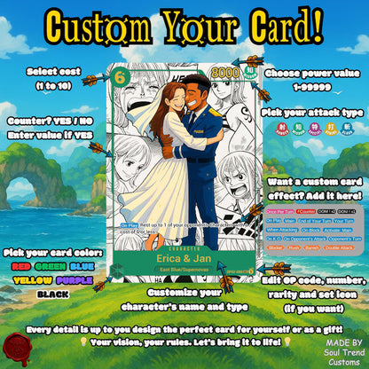 Personalized One Piece TCG Card With Manga Panel, Custom Couple Gift