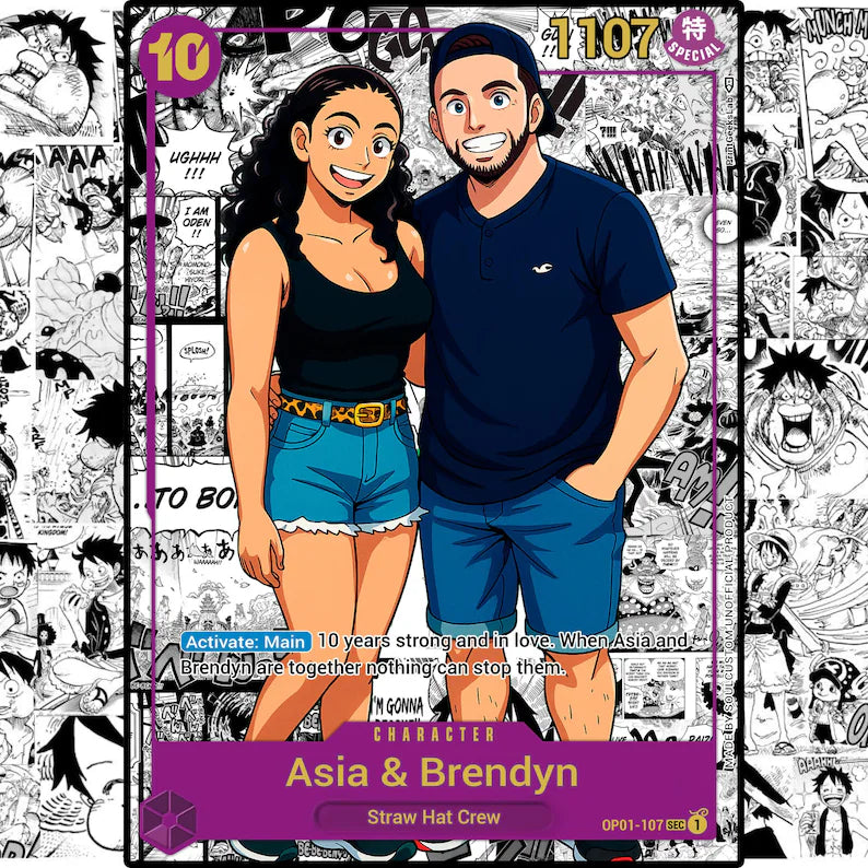 Personalized One Piece TCG Card With Manga Panel, Custom Couple Gift